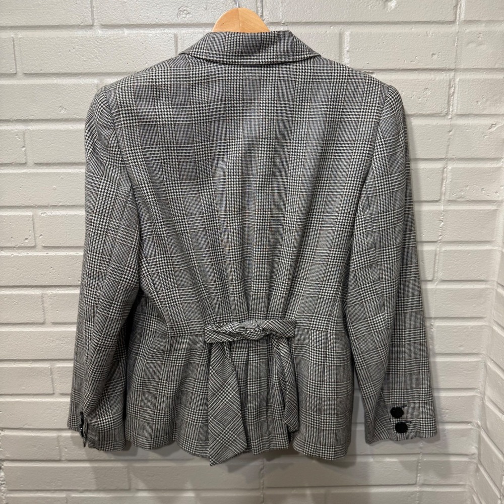 Valentino Miss V Vintage Blazer Glen Plaid Wool Italy Sz 12 Corporate Goth 90s - Picture 3 of 16